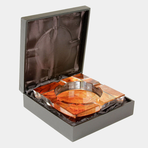 Leaf Print Crystal Ashtray